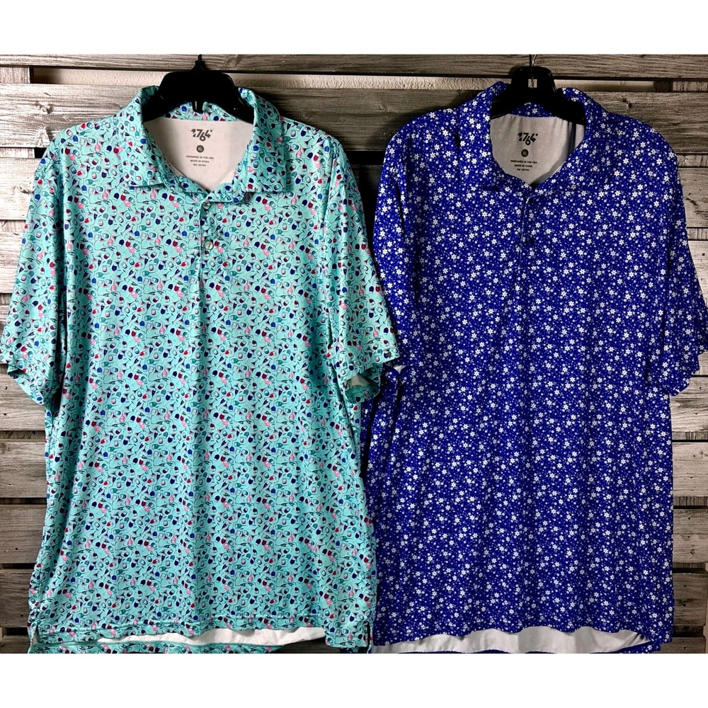 1776 Golf Polo Shirt Mens XL Floral Cocktail AOP Print Performance Lot 2